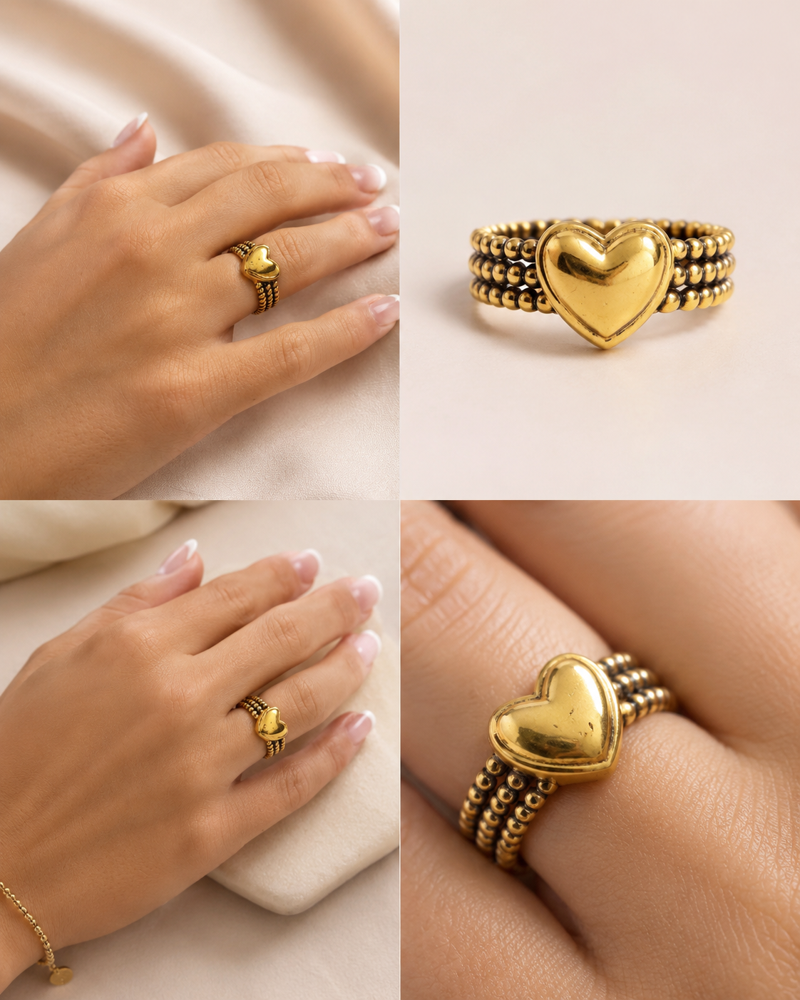 Beaded Heart Ring
