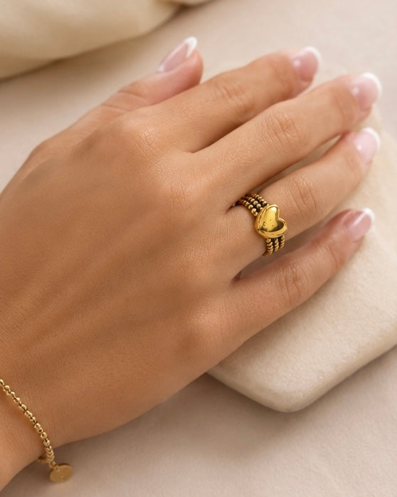 Beaded Heart Ring