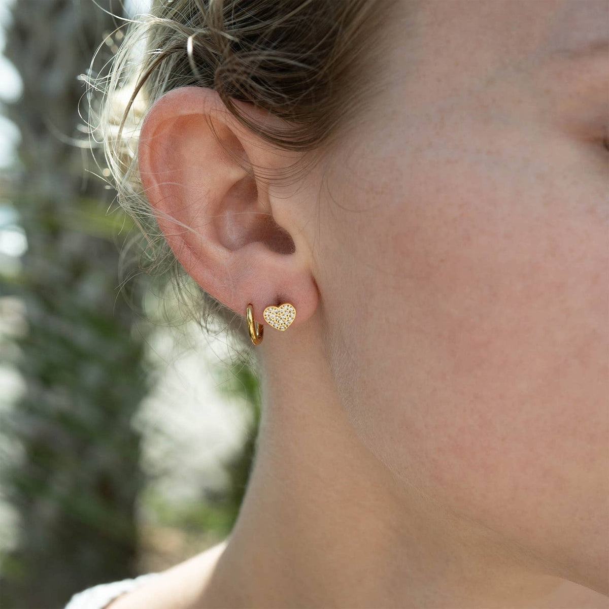 Glistening Heart Stud Earrings
