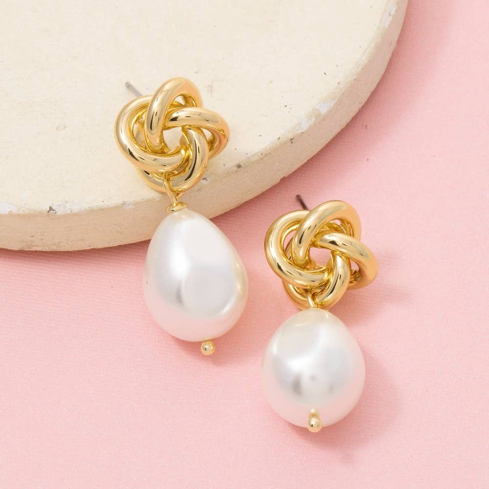 Knot and Pearl Earrings