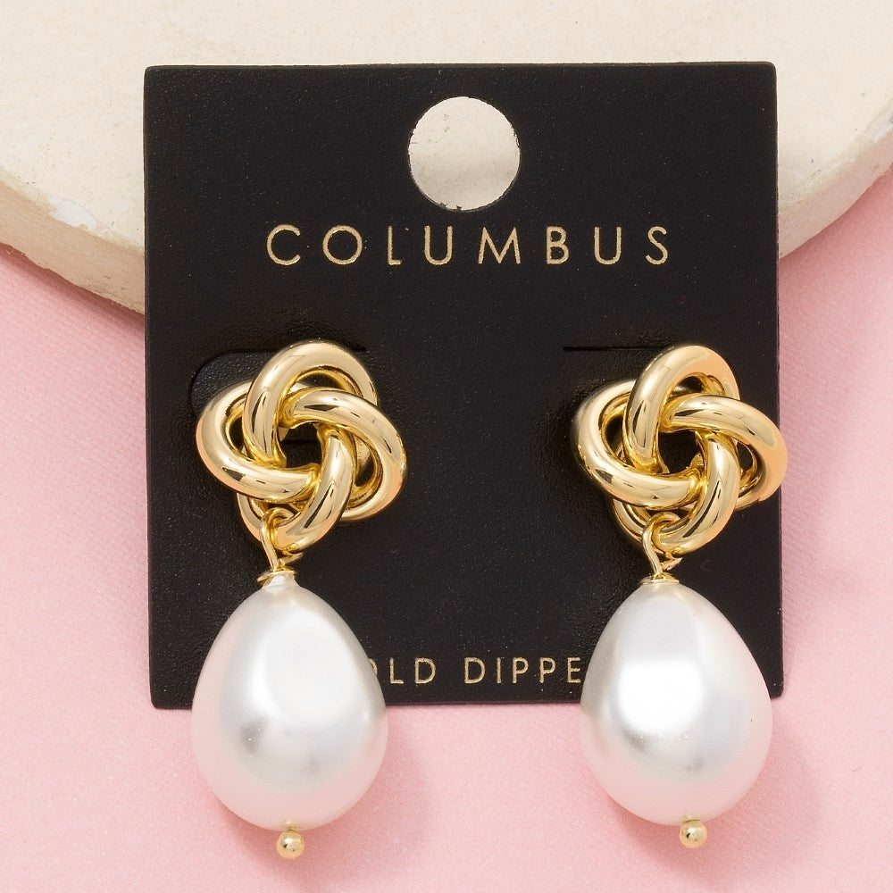Knot and Pearl Earrings