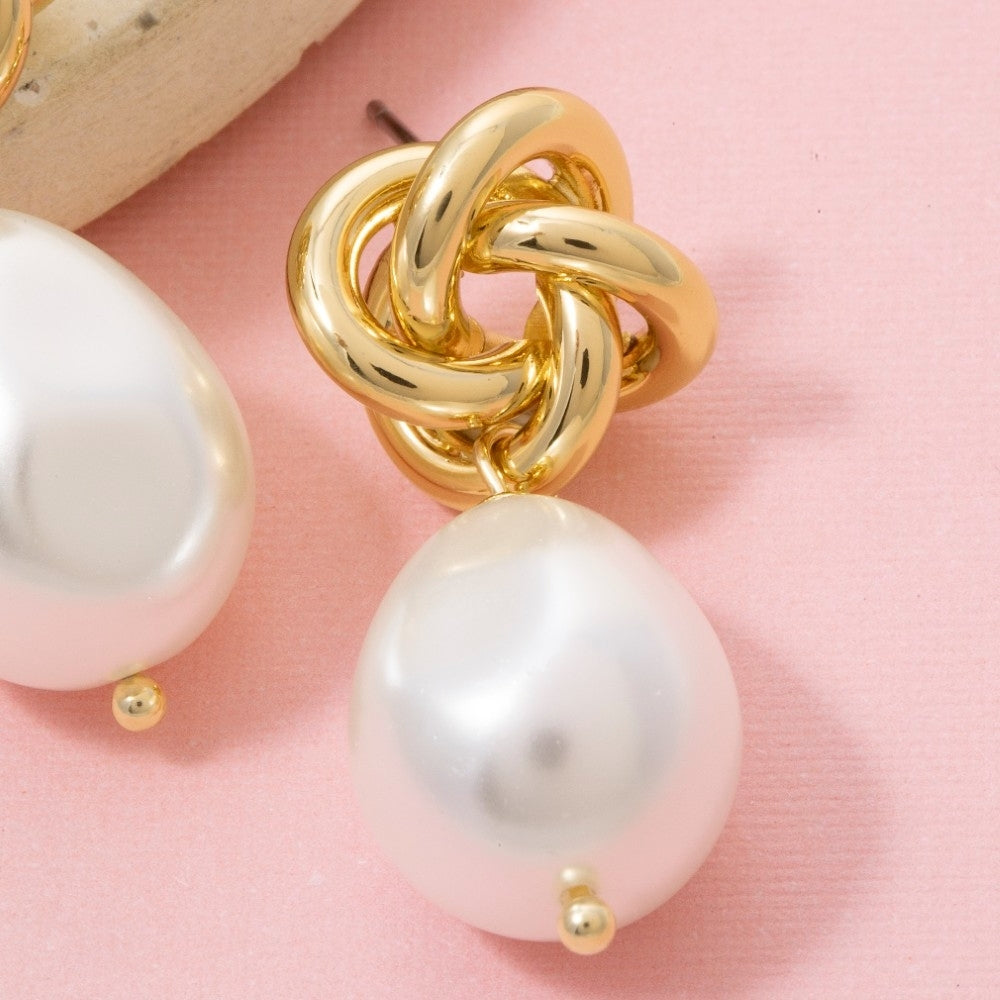 Knot and Pearl Earrings