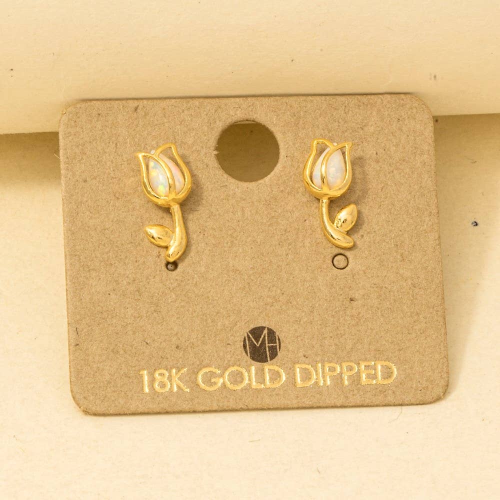 Opal Tulip Stud Earrings