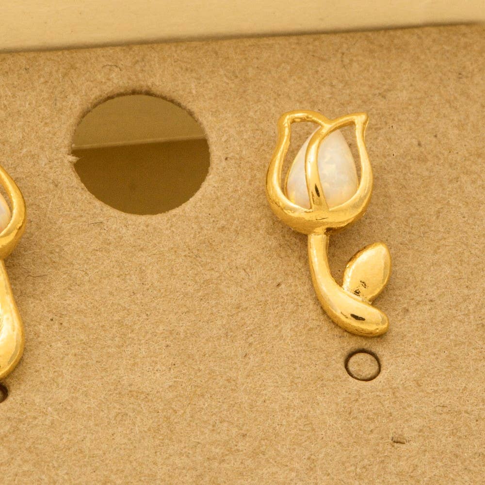 Opal Tulip Stud Earrings