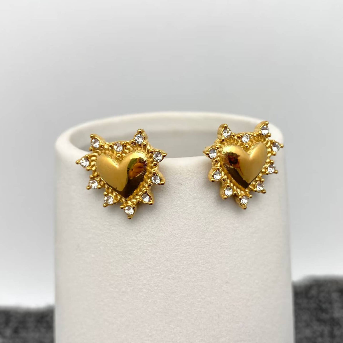 Gold Heart Ear Studs